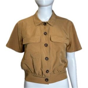 Abercrombie & Fitch Womens Short Sleeve Button Down Cropped Cargo Shirt Size XS